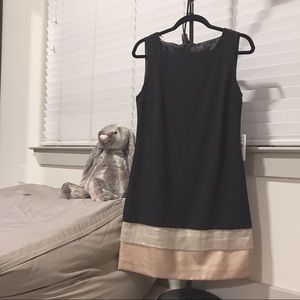 ZARA Black Dress with Gold Metallic Detail